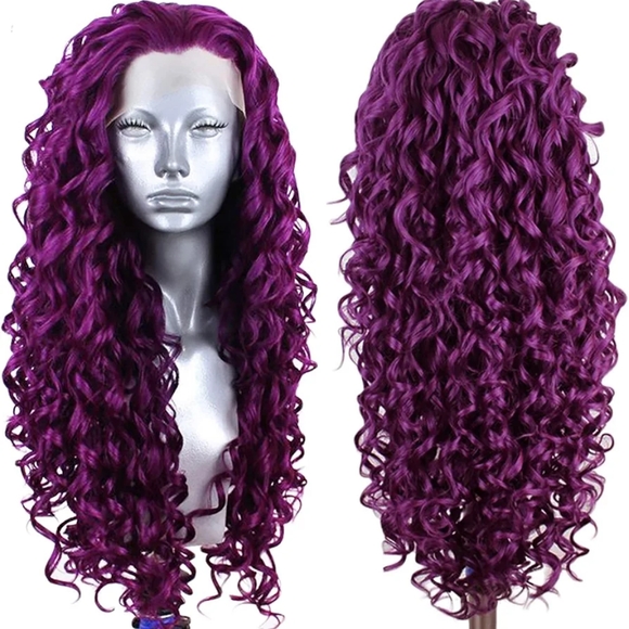 Purple Curly Beautiful Beautiful Lace Front Wig
